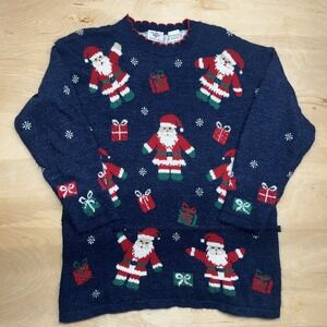 Vintage Nutcracker Christmas Sweater, Women's Medium Santa Presents Snow Holiday